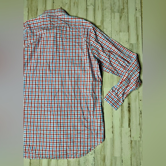 Tailorbyrd Mens Dress Shirt 2XLT Flip Cuff Long Sleeve Red Blue Button Up - Picture 13 of 14